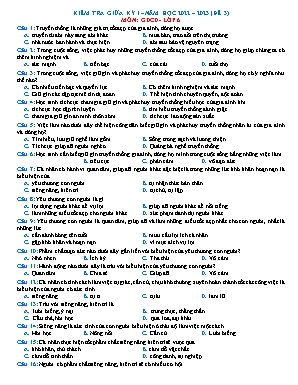 Kiểm tra giữa kì 1 Giáo dục công dân Lớp 6 - Đề 3 - Năm học 2022-2023 (Có hướng dẫn chấm)